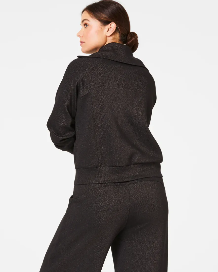 Spanx Airessential Shimmer 1/2 Zip Black