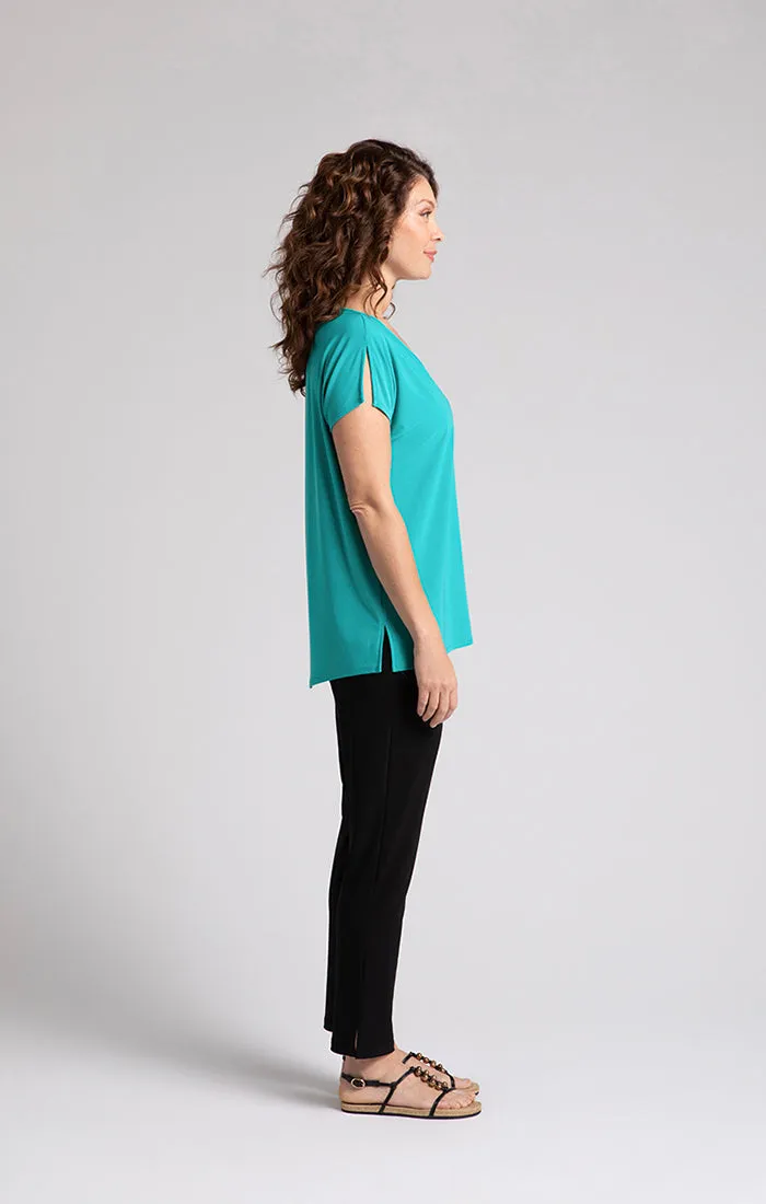 V-Neck Slit Sleeve Top