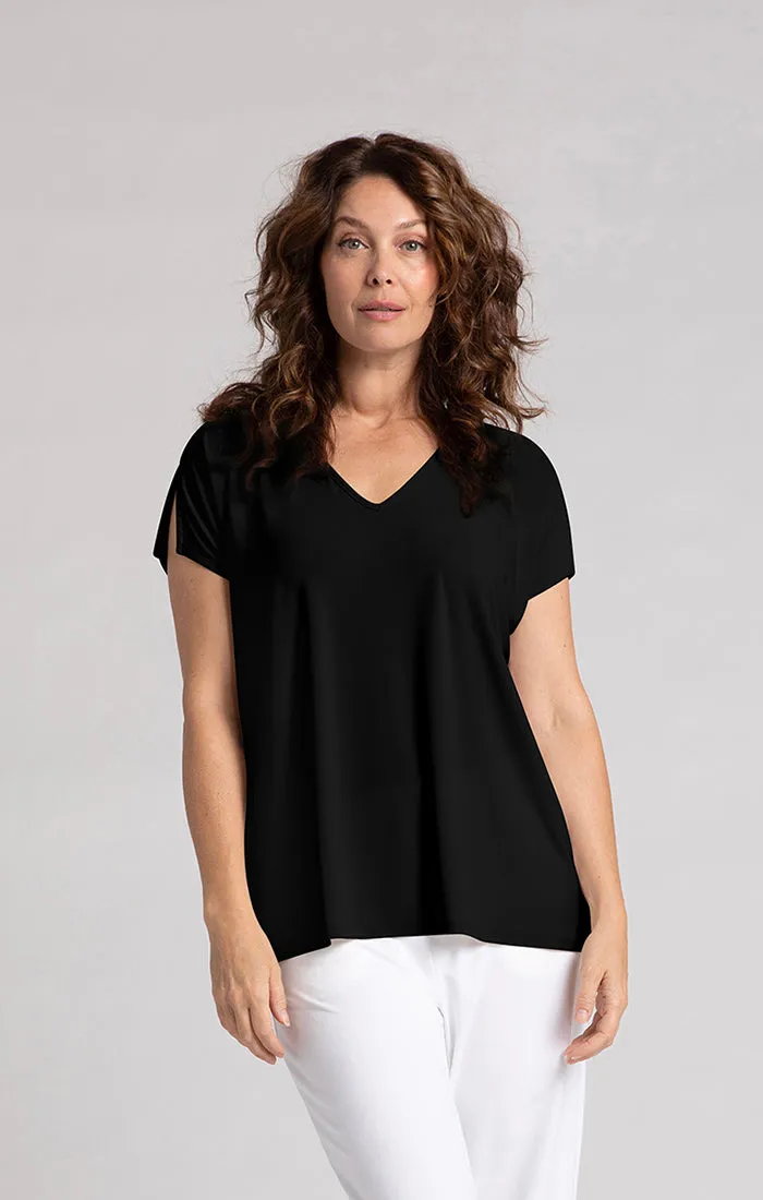 V-Neck Slit Sleeve Top