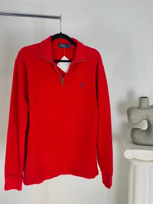 VINTAGE RALPH LAUREN RED QUARTER ZIP SWEATER