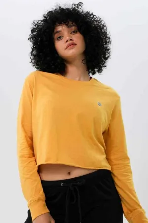 W Moon Cropped Tee Long-Sleeve - Turmeric