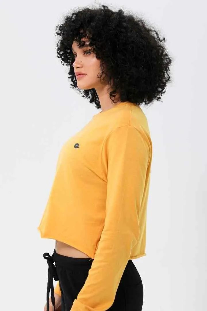 W Moon Cropped Tee Long-Sleeve - Turmeric