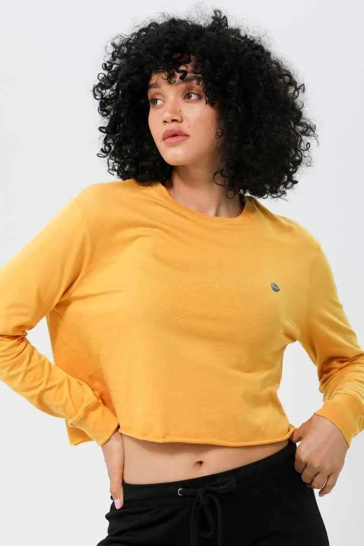 W Moon Cropped Tee Long-Sleeve - Turmeric