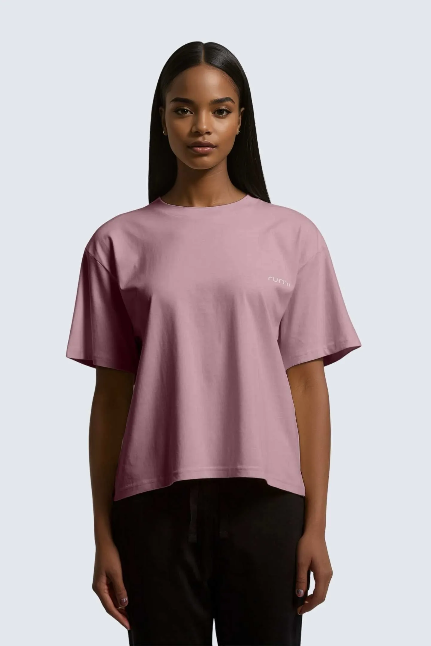 W Moon Tee Short Oversize - Rose Deep