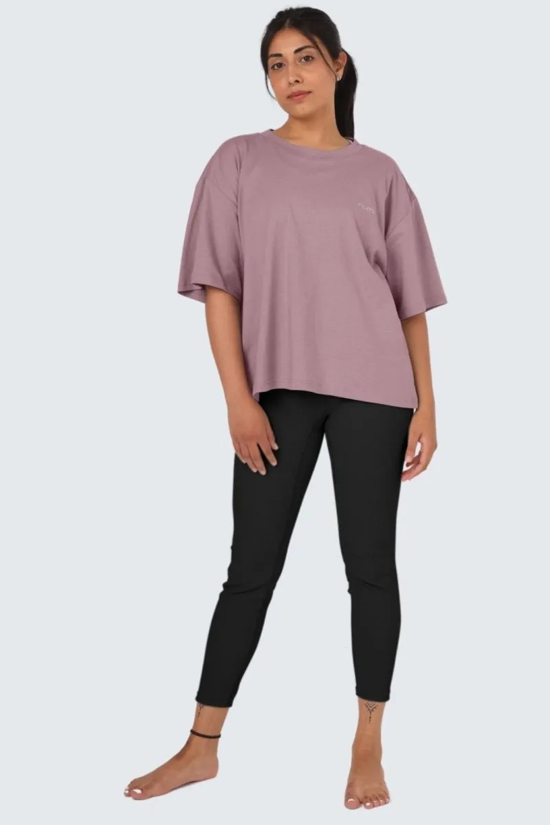 W Moon Tee Short Oversize - Rose Deep