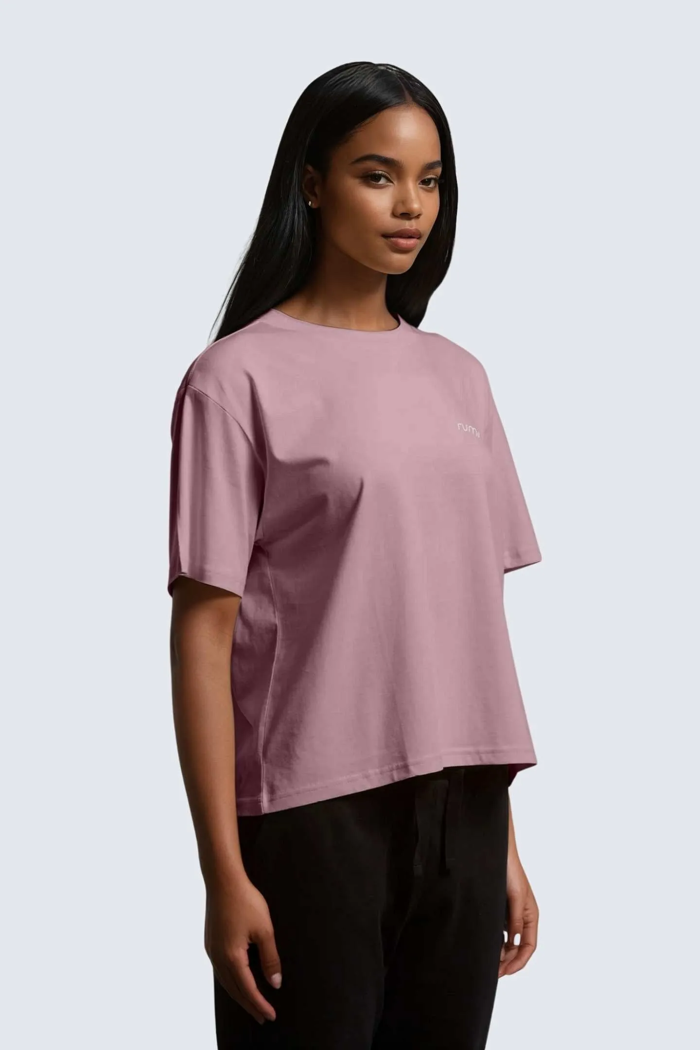 W Moon Tee Short Oversize - Rose Deep