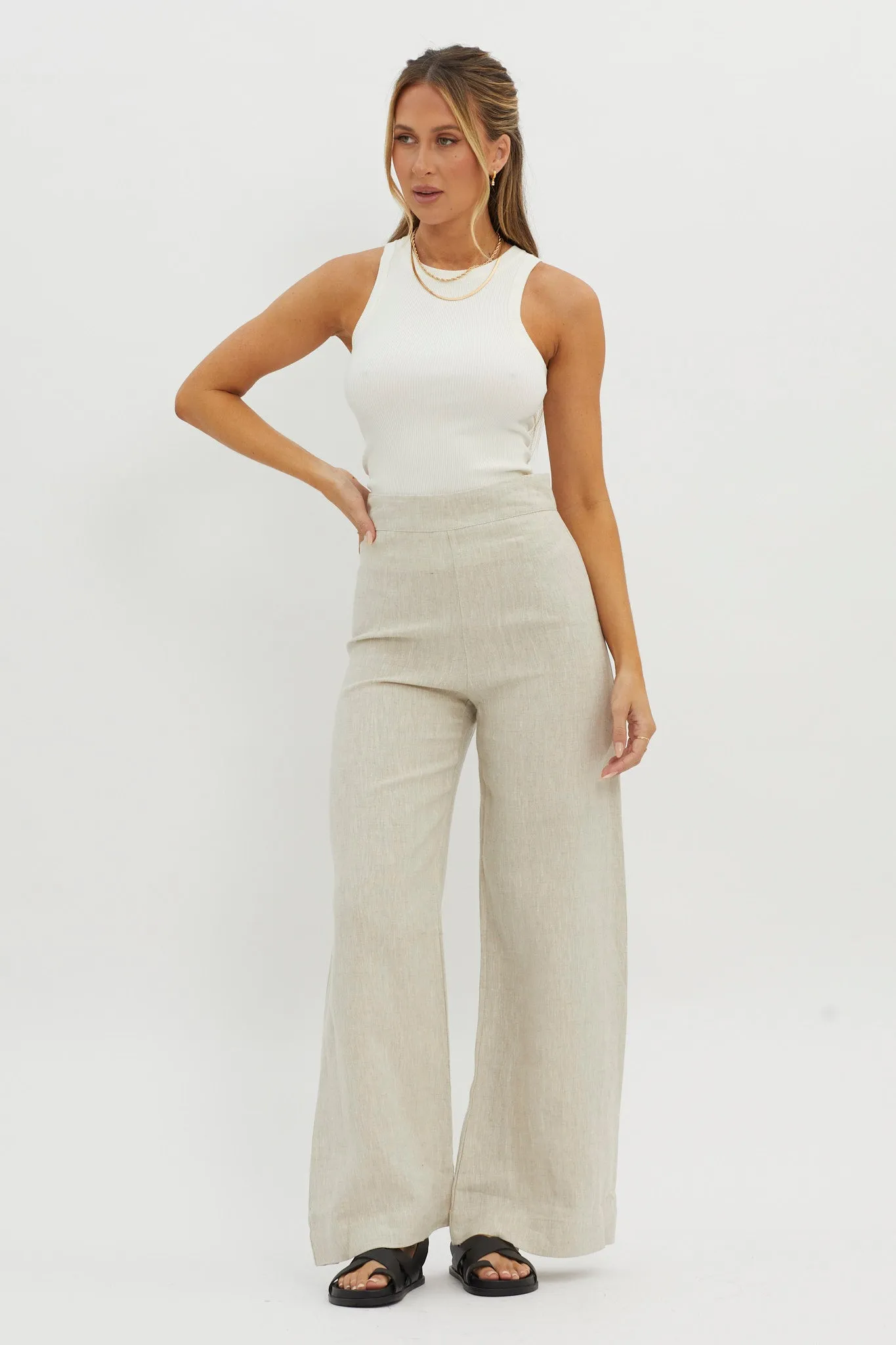 Wanda Wide Leg Pants Oat