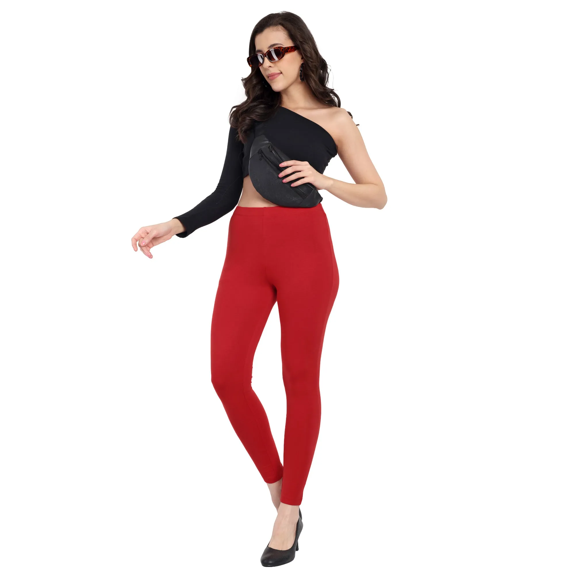 Women Dark Red Regular Legging