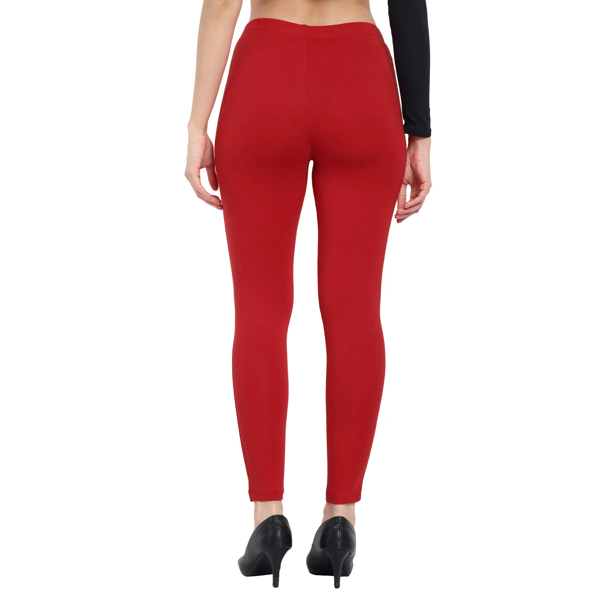 Women Dark Red Regular Legging