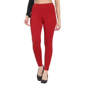 Women Dark Red Regular Legging