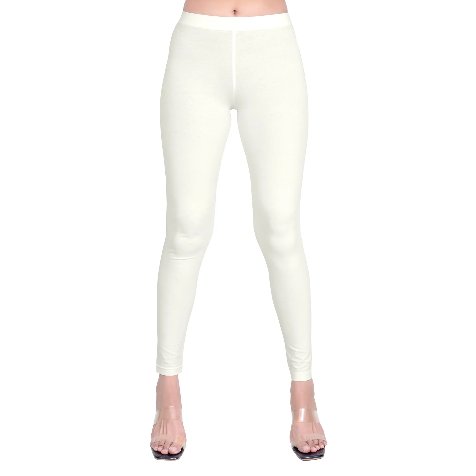 Women Ecru Breathable Long Length Legging