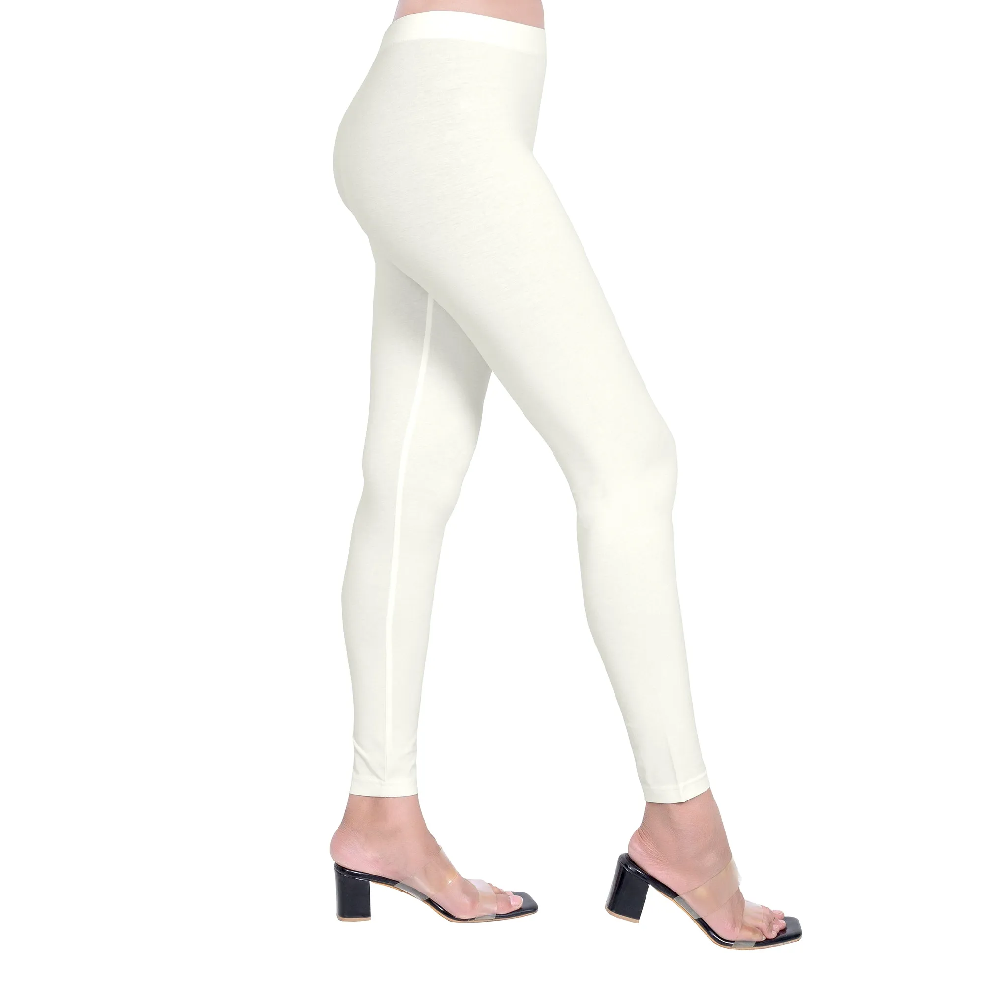 Women Ecru Breathable Long Length Legging