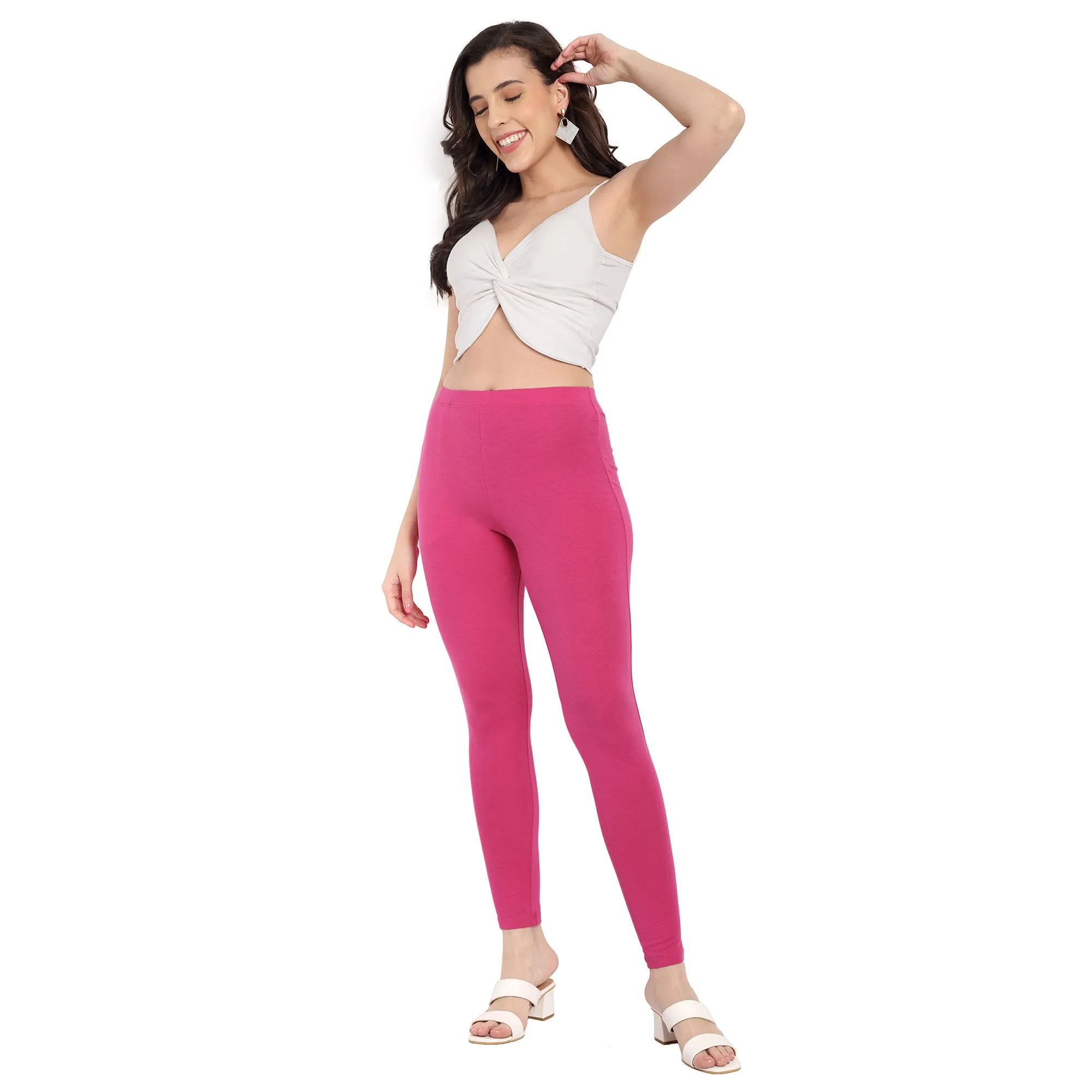 Women Fuchsia Pink Regular Legging