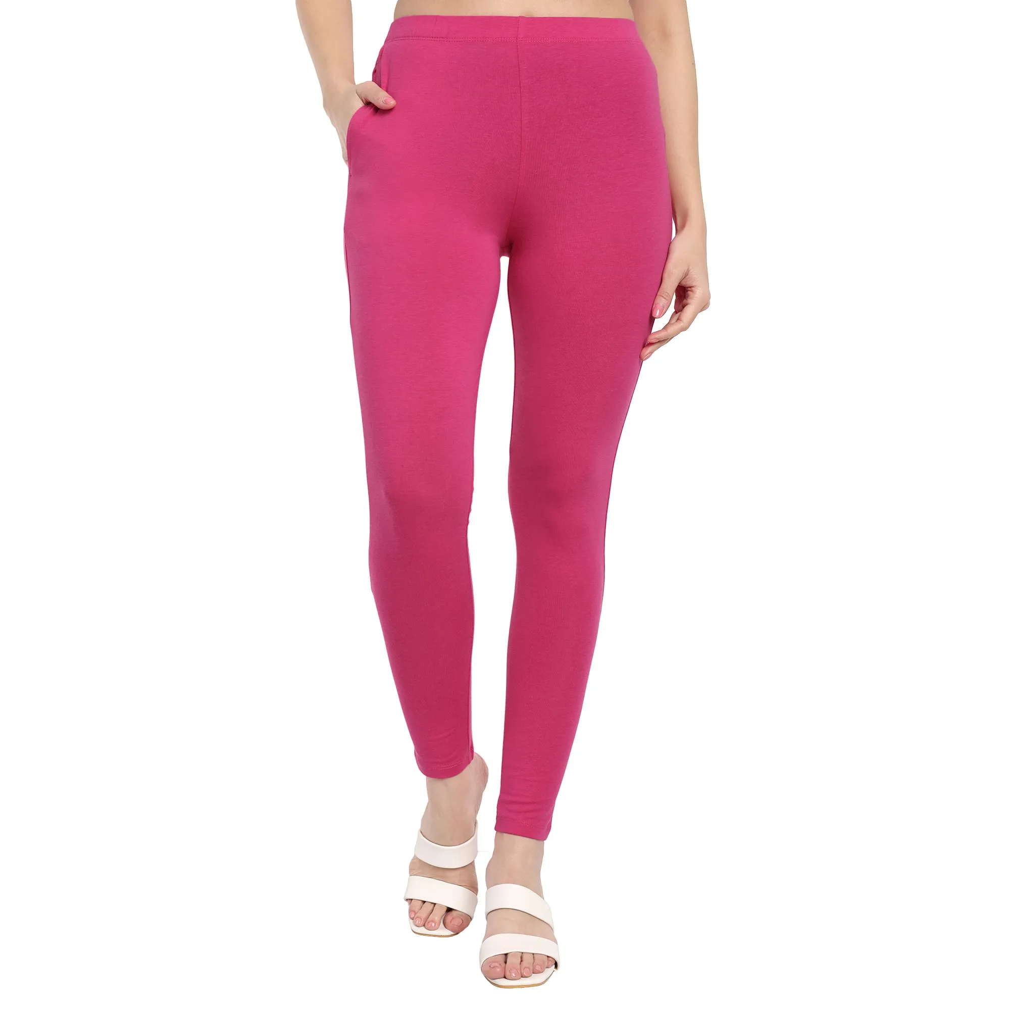 Women Fuchsia Pink Regular Legging