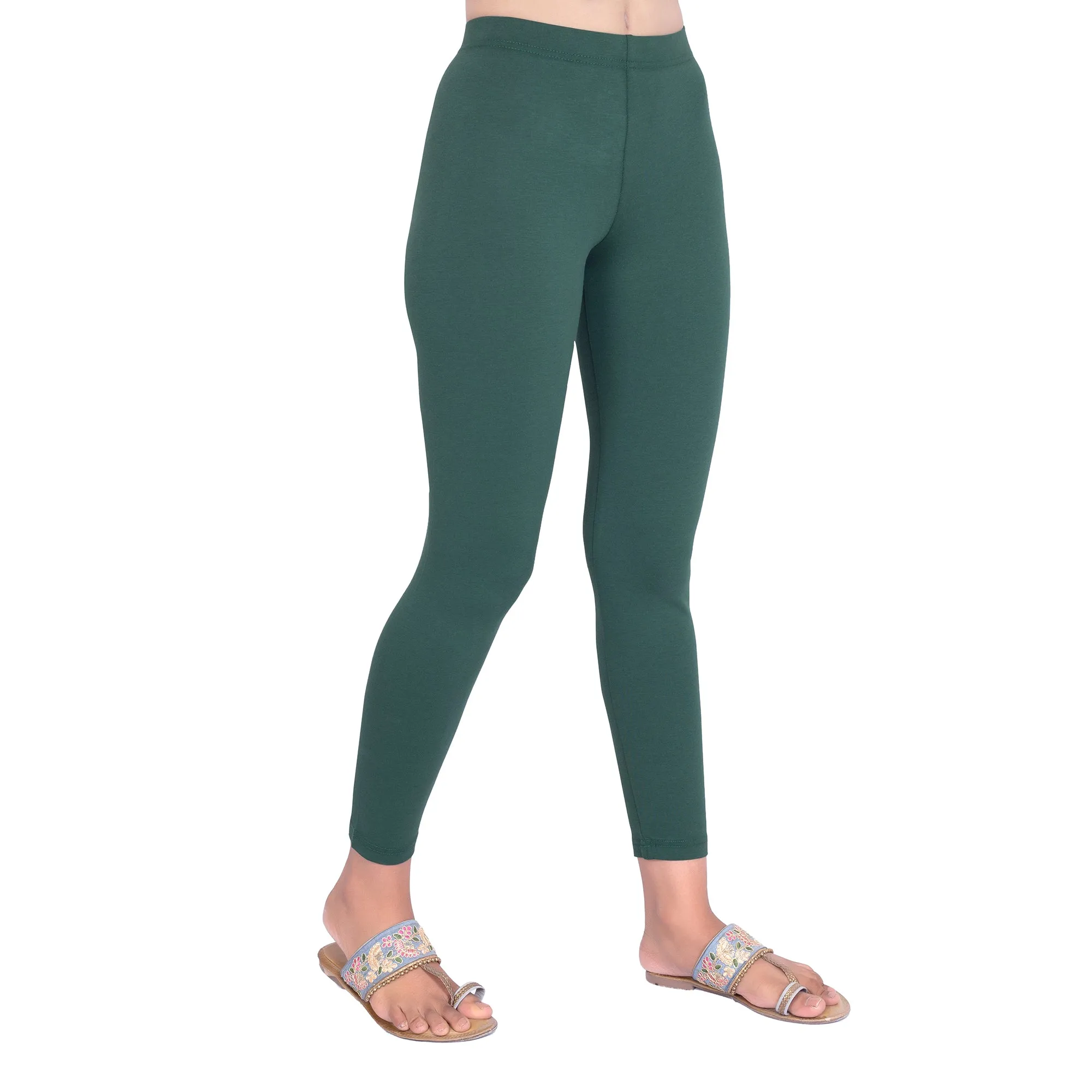 Women Moss Green Ankle Length Legging