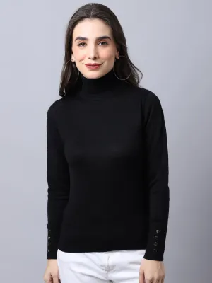 Women's Casual  Black Turtle neck Pullover Sweater