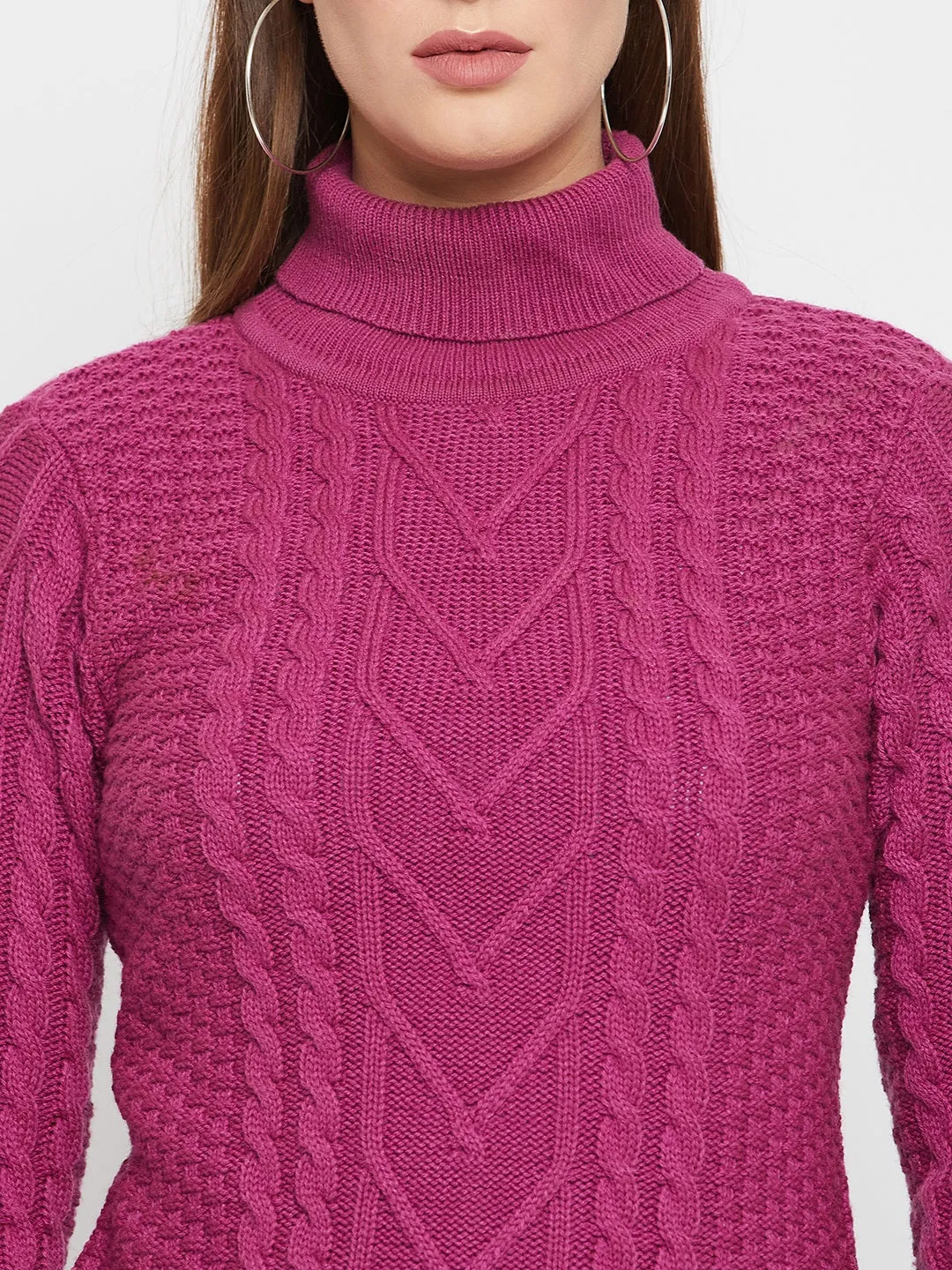 Women's Casual  Purple Turtle neck Pullover Sweater