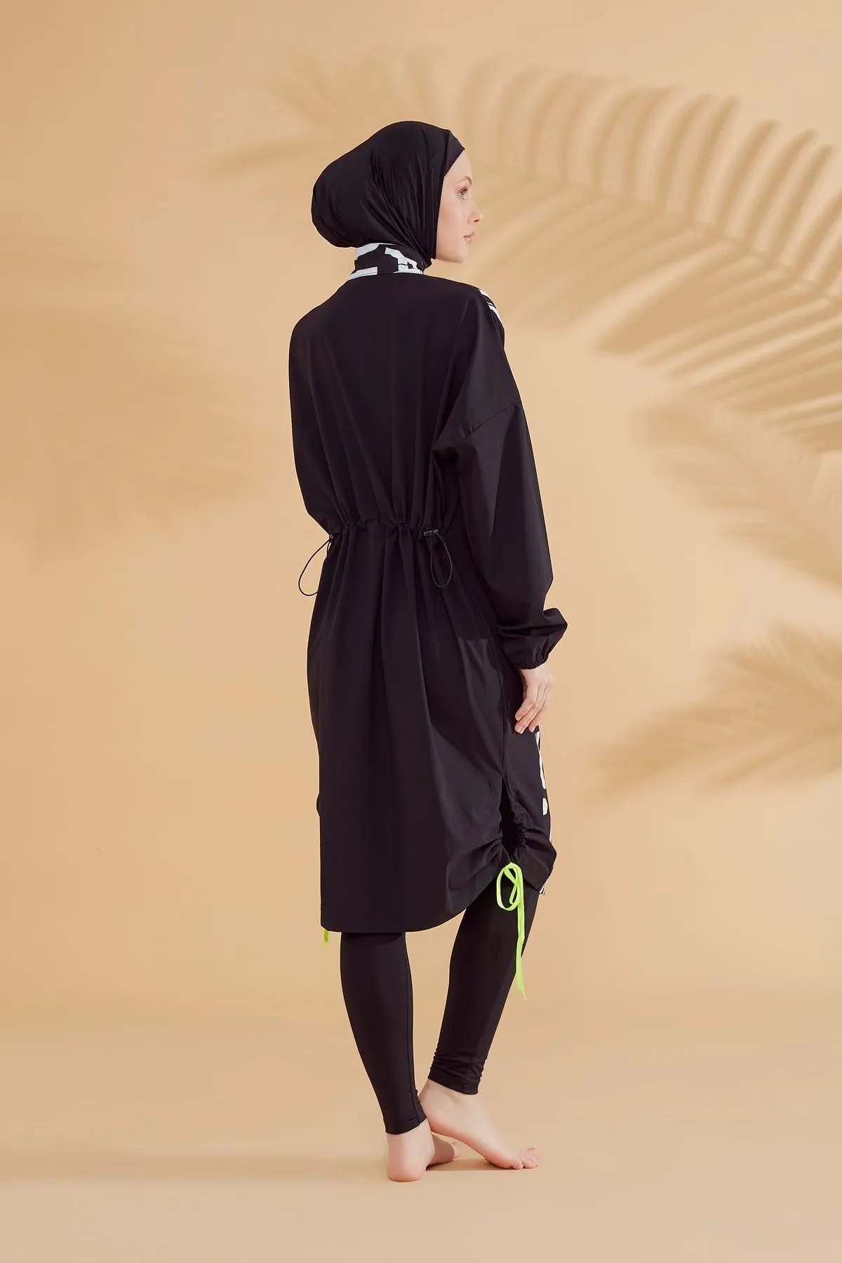 Woven Black Burkini Modest Swimwear M2301