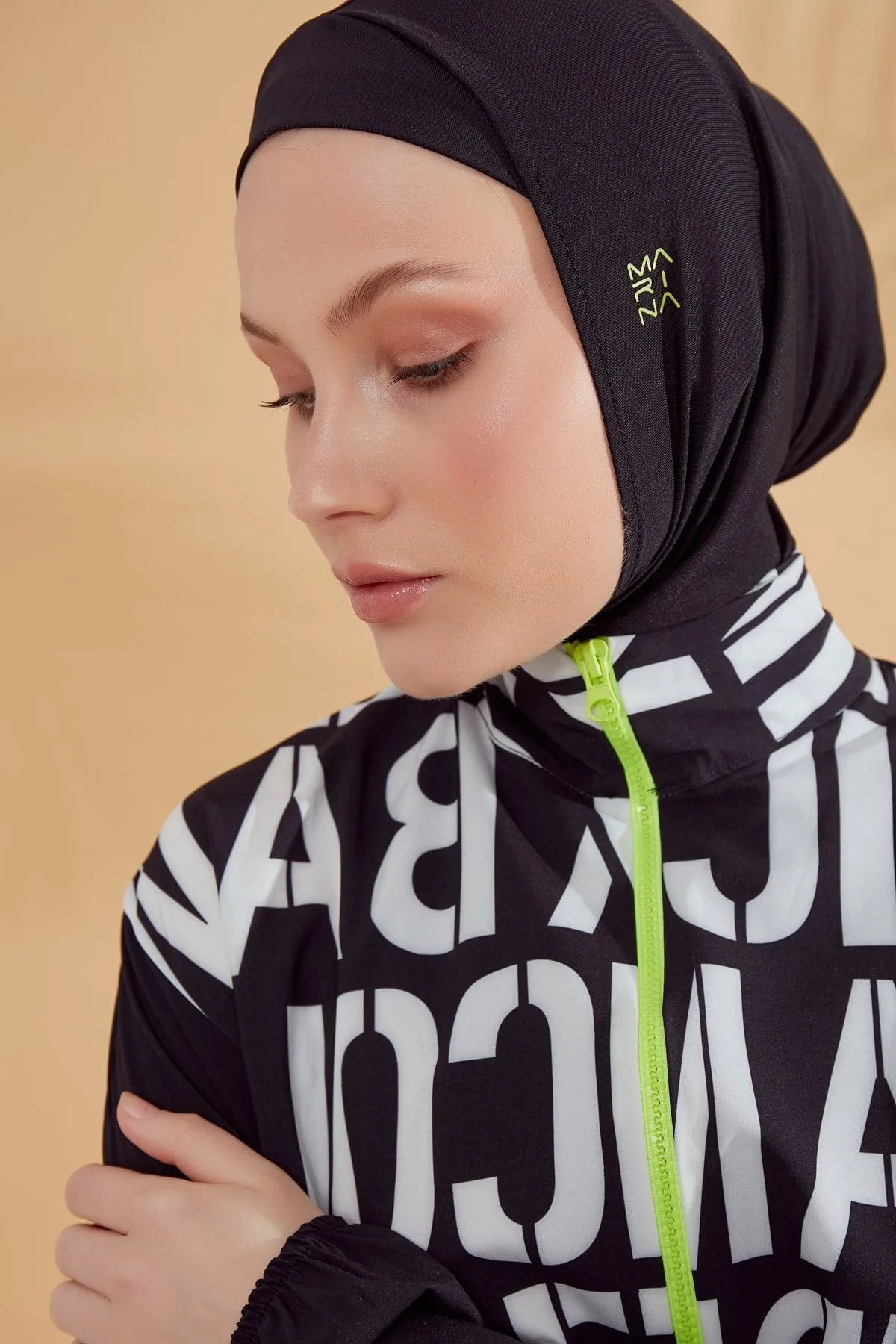 Woven Black Burkini Modest Swimwear M2301