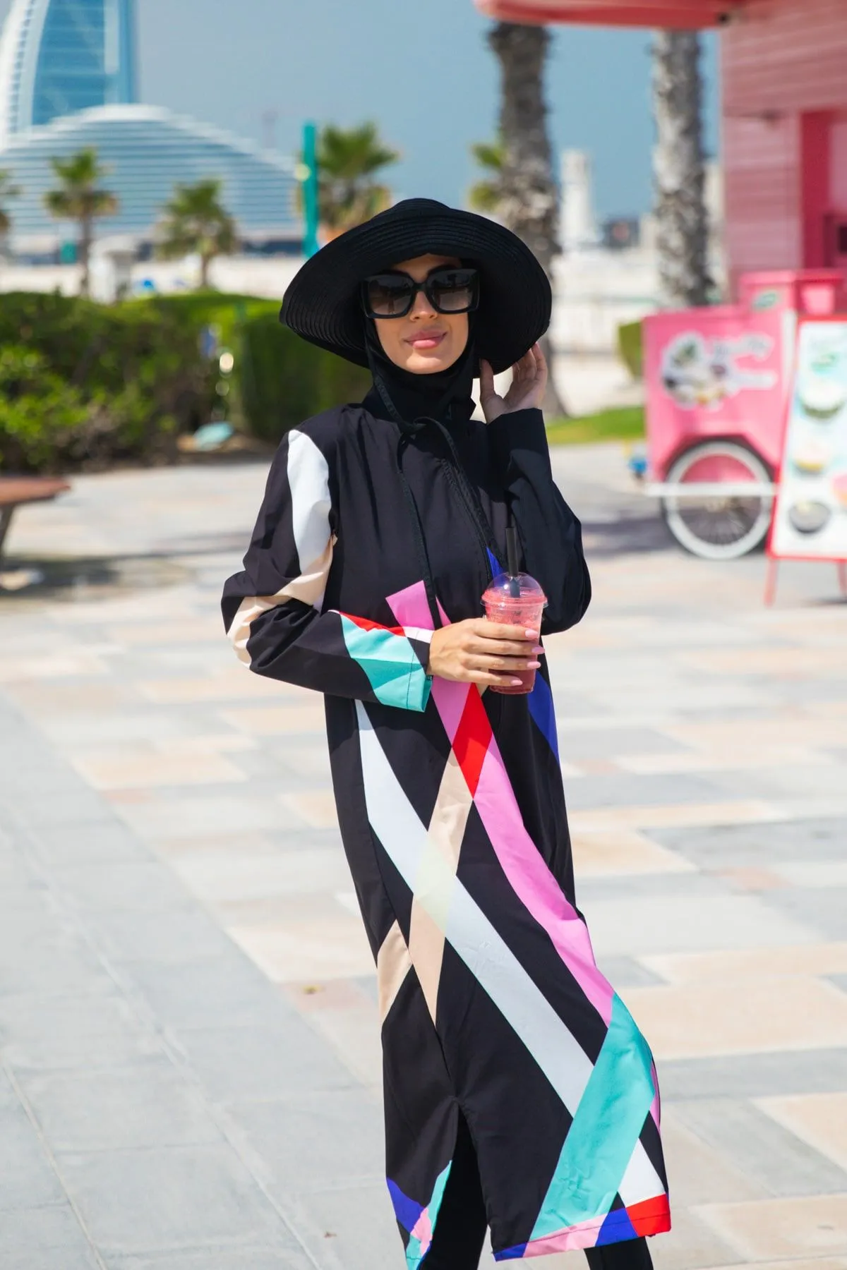 Woven Black Burkini Modest Swimwear M2310