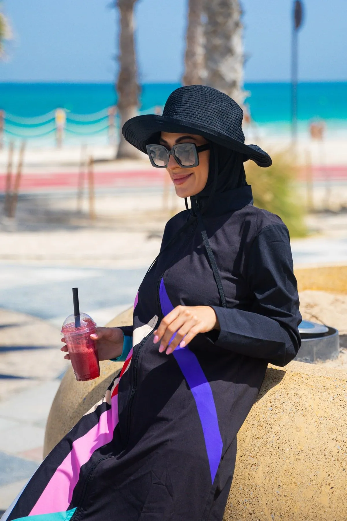 Woven Black Burkini Modest Swimwear M2310