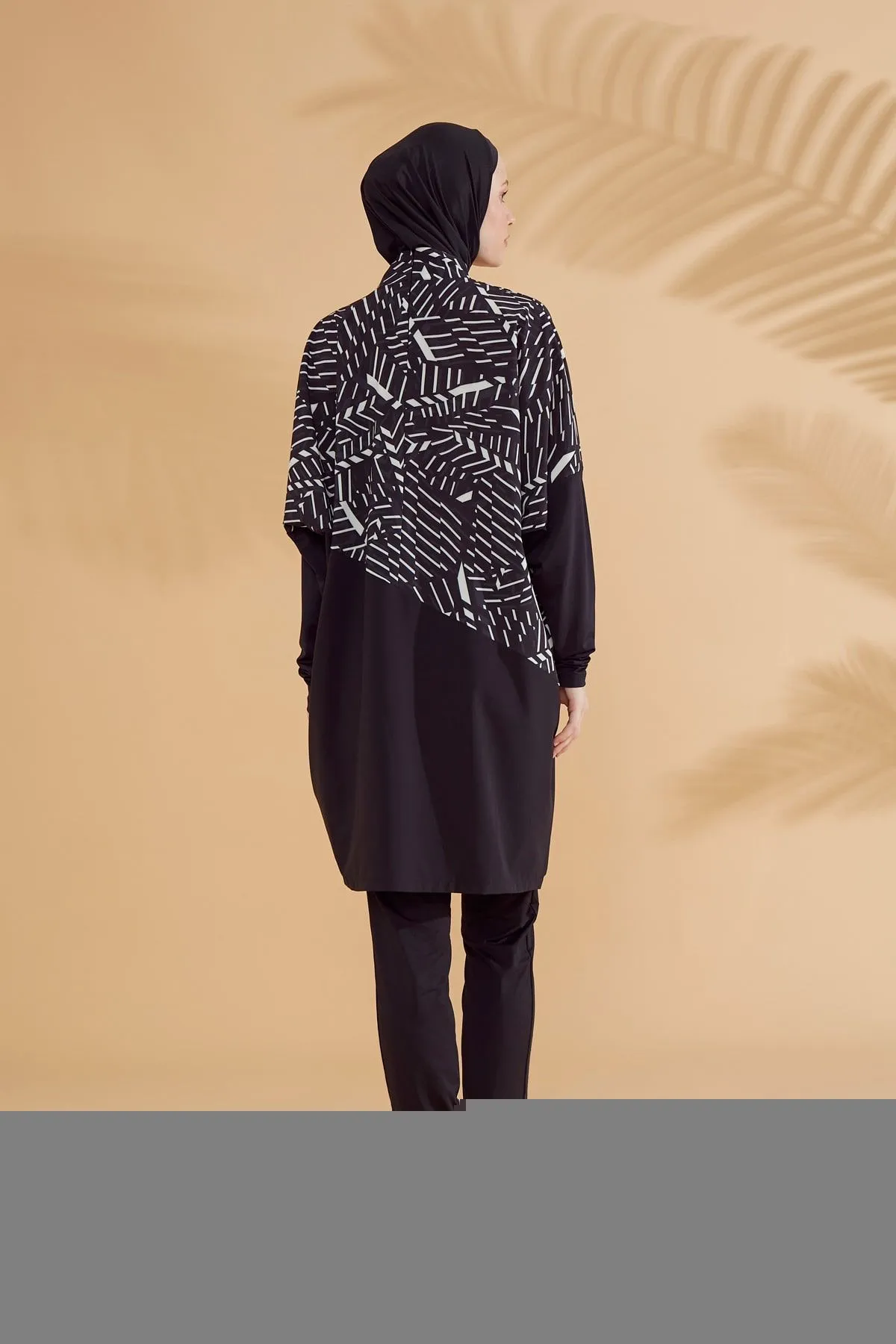 Woven Black Burkini Modest Swimwear M2327