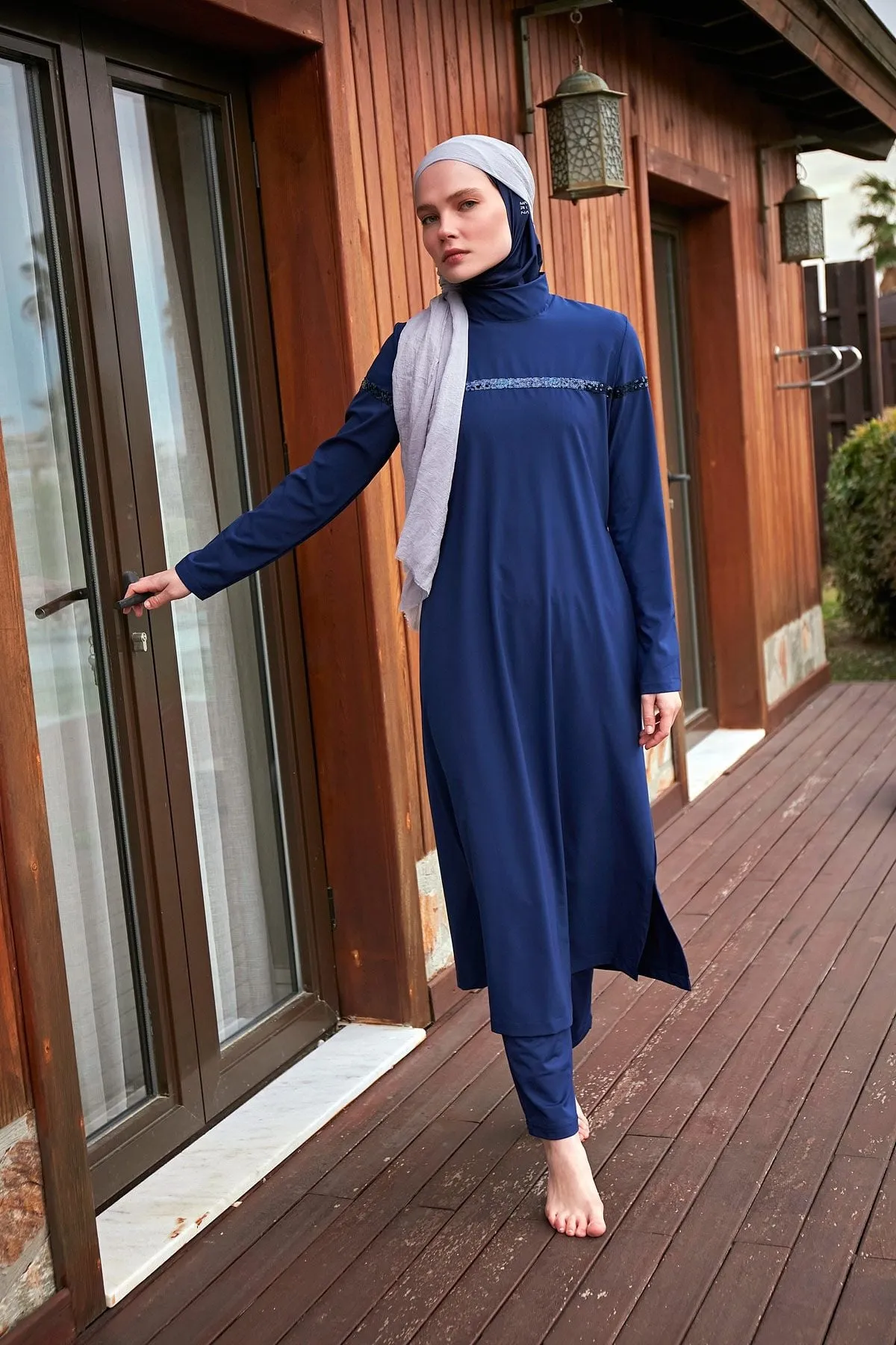 Woven Navy Burkini Modest Swimwear M2434