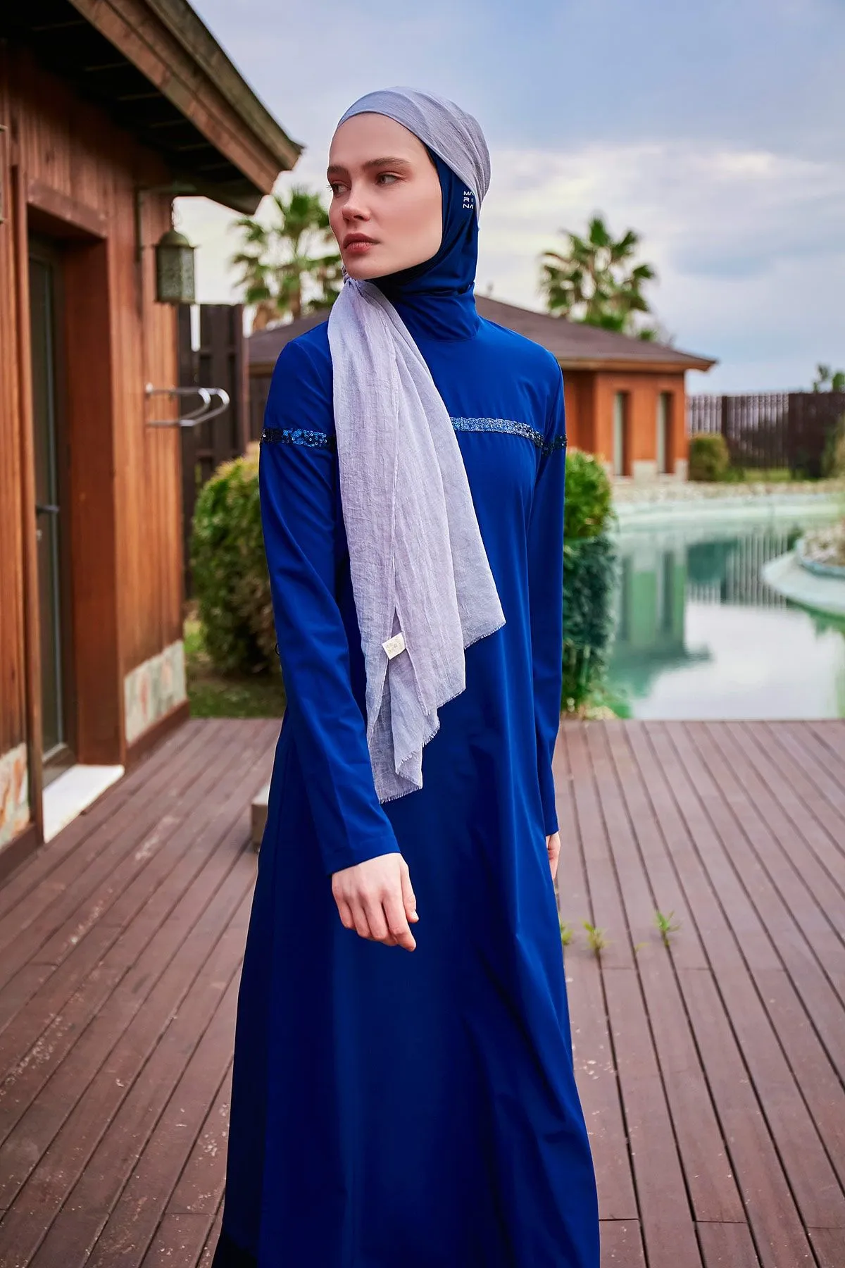 Woven Navy Burkini Modest Swimwear M2434