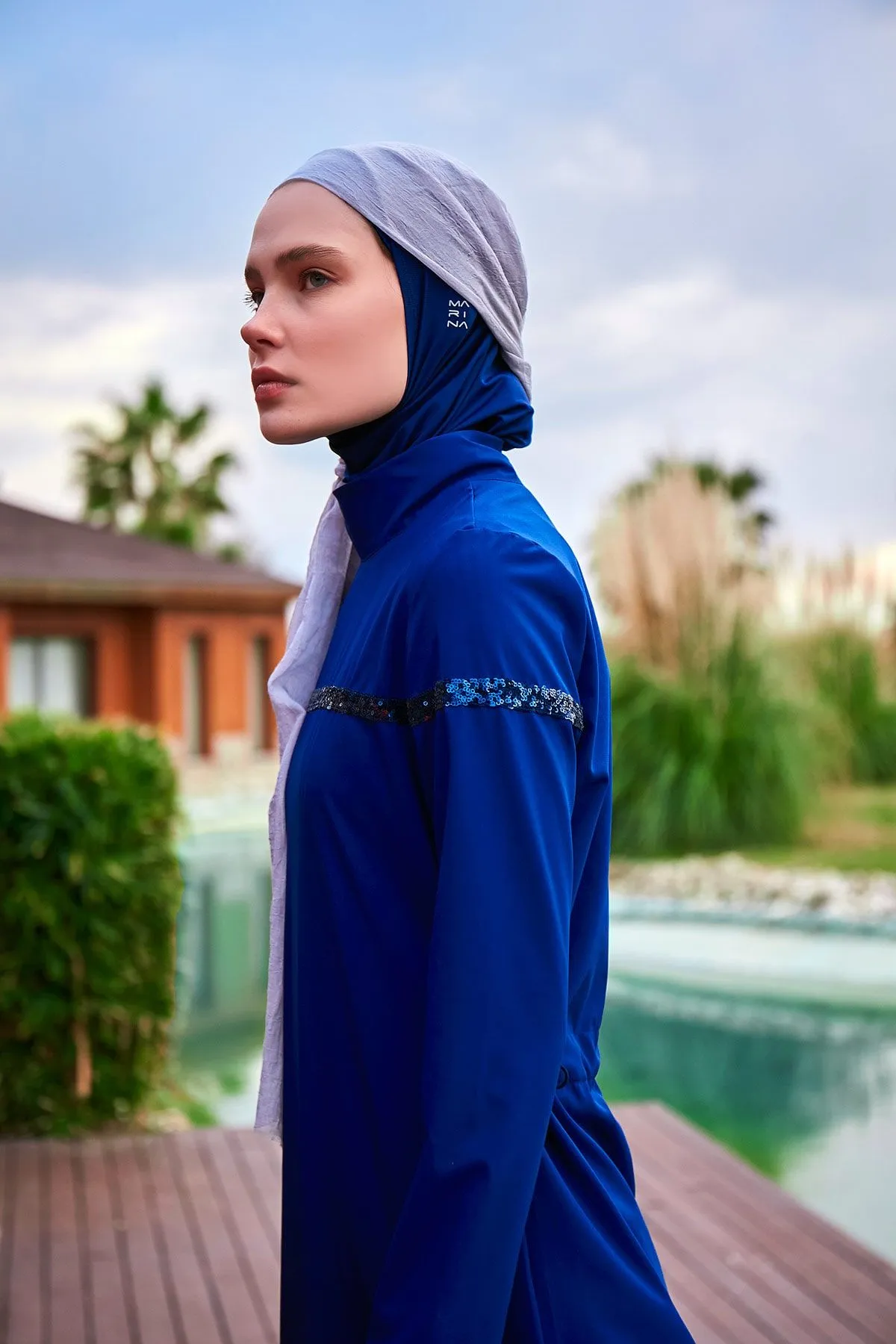 Woven Navy Burkini Modest Swimwear M2434