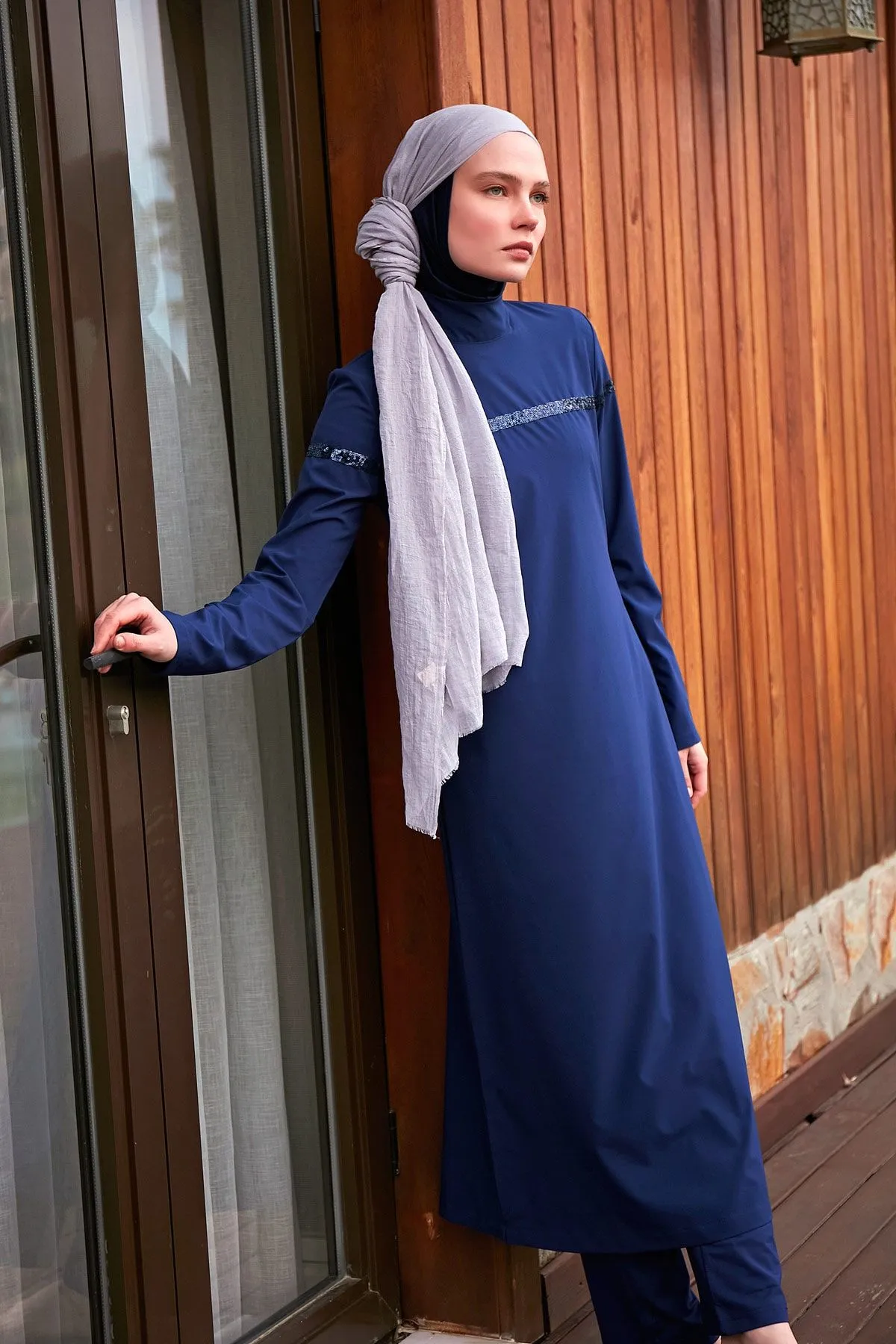 Woven Navy Burkini Modest Swimwear M2434