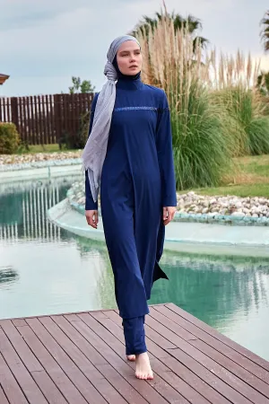 Woven Navy Burkini Modest Swimwear M2434