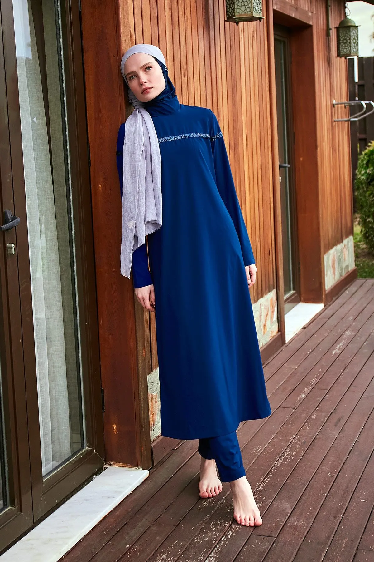 Woven Navy Burkini Modest Swimwear M2434